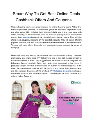 Smart Way To Get Best Online Deals Cashback Offers And Coupons