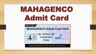 Download MAHAGENCO Admit Card 2019 For Technician Grade 3