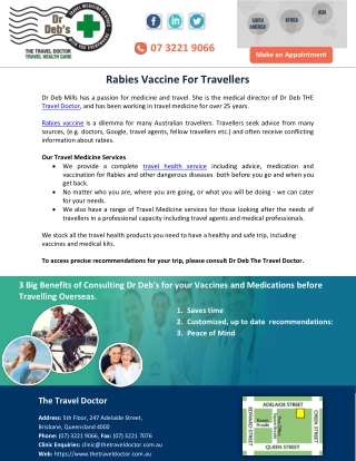 Rabies Vaccine For Travellers