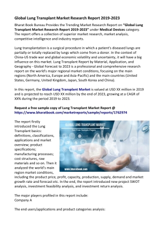 Global Lung Transplant Market Outlook 2019-2023