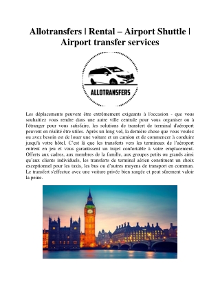 Allotransfers | Rental – Airport Shuttle | Airport transfer services