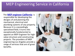 MEP Engineering Service in California