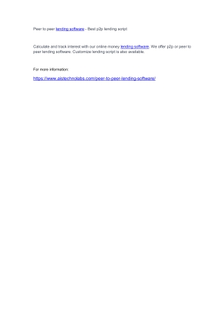Peer to peer lending software - Best p2p lending script