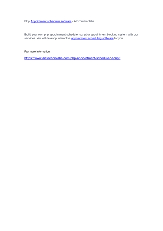 Php Appointment scheduler software - AIS Technolabs