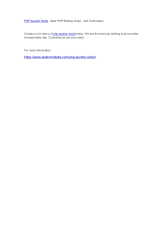 PHP Auction Script - Best PHP Bidding Script - AIS Technolabs