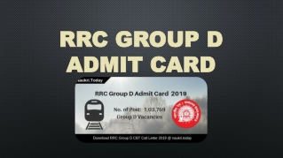 RRC Group D Admit Card 2019 Download For Group D Examination