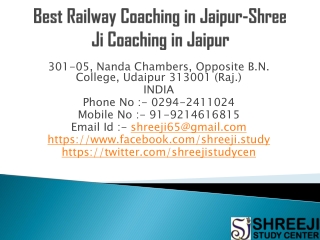 Best Railway Coaching in jaipur-Shree ji Coaching in jaipur