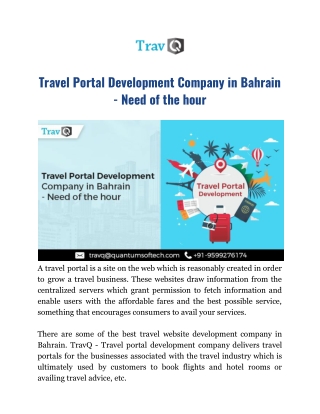 Travel Portal Development Company in Bahrain - Need of the hour