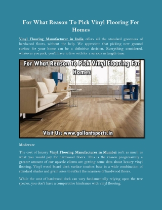 For What Reason To Pick Vinyl Flooring For Homes