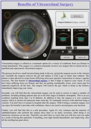 Benefits of Vitreoretinal Surgery