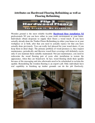 Attributes on Hardwood Flooring Refinishing as well as Flooring Refinishing