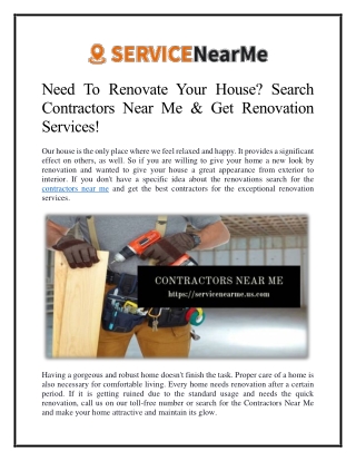 Call us for Contractors Near Me services