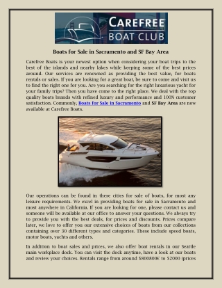 Boats for Sale in Sacramento and SF Bay Area