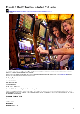 Deposit £10 Play 500 Free Spins in Jackpot Wish Casino