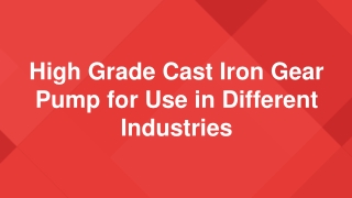 High-Grade Cast Iron Gear Pump for Use in Different Industries