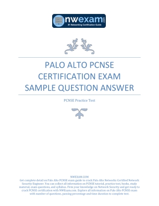 Palo Alto PCNSE Certification Exam- Sample Question