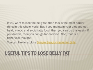 Effective tips to loose Belly Fat at Home