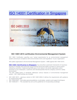 ISO 14001 Certification Services in Singapore