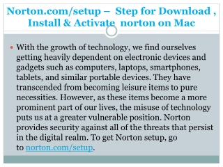 Norton.com/setup – Step for Download , Install & Activate norton on Mac