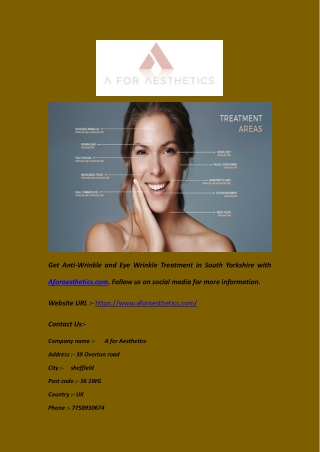 Anti-Wrinkle Treatments in South Yorkshire