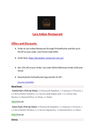 Lara Indian Restaurant Menu – 5% OFF - Indian Lara, VIC 3212