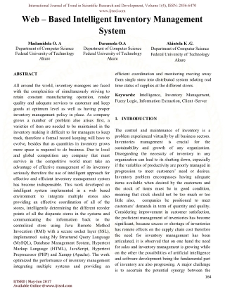 WEB BASED INTELLIGENT INVENTORY MANAGEMENT SYSTEM