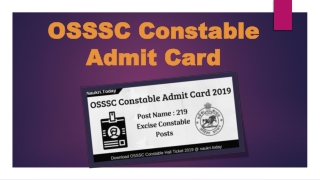 OSSSC Constable Admit Card 2019 Excise Constable Re - Exam Date