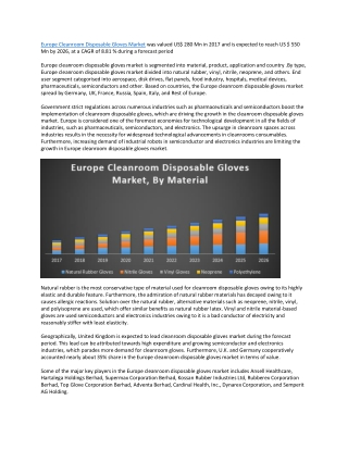 Europe Cleanroom Disposable Gloves Market