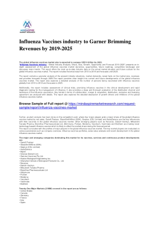 Influenza Vaccines industry to Garner Brimming Revenues by 2019-2025