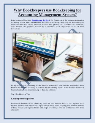 Why Bookkeepers use Bookkeeping for Accounting Management System?