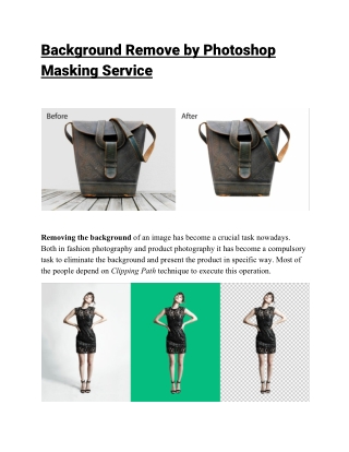 Background Remove by Photoshop Masking Service