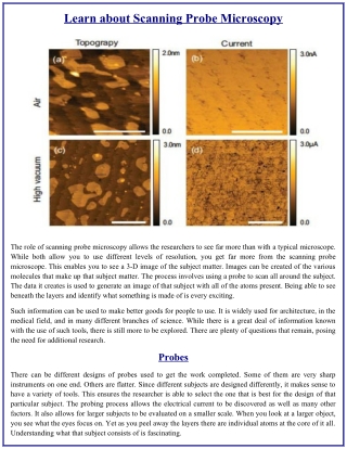 Learn about Scanning Probe Microscopy