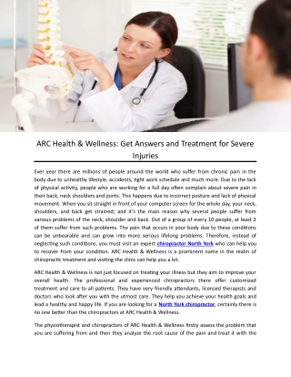 ARC Health & Wellness: Get Answers and Treatment for Severe Injuries