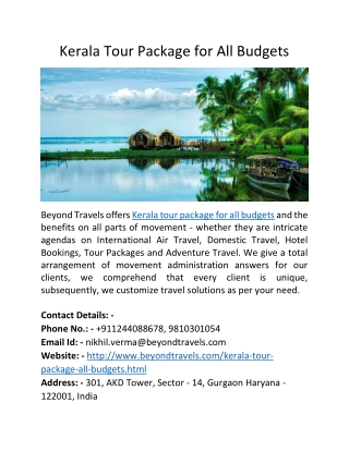 Kerala Tour Package for All Budgets
