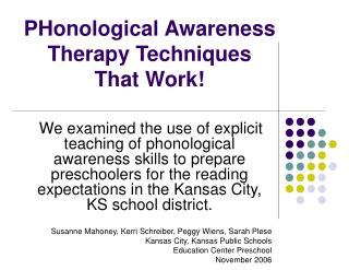 PHonological Awareness Therapy Techniques That Work!