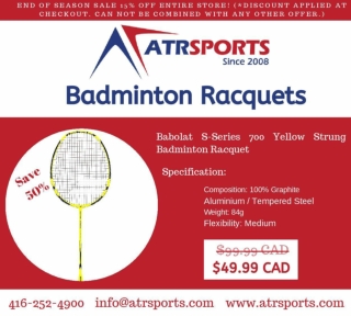 50% Discount for Babolat Badminton Racquets at Toronto, Mississauga