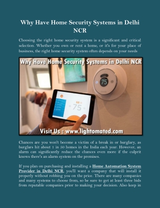 Why Have Home Security Systems in Delhi NCR