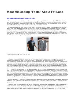 Most Misleading "Facts" About Fat Loss