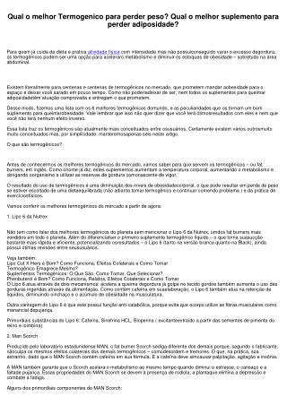 Qual o melhor Termogenico para perder peso? Que o melhor suplemento para perder adiposidade?