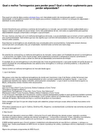 Que o melhor Termogenico para perder peso? Qual o melhor suplemento para perder adiposidade?