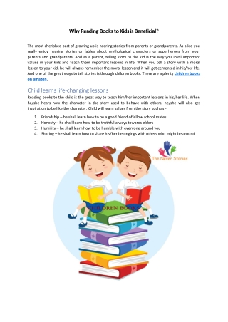 Why Reading Books to Kids is Beneficial?