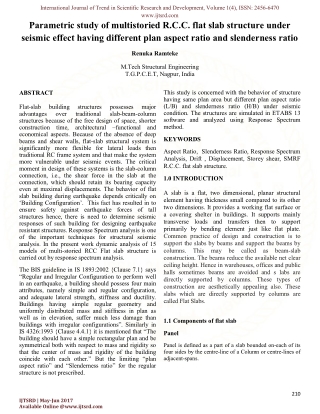 Parametric Study Of Multisoried R.C.C. Flat Slab Structure Under Seismic Effect Having Different Plan Aspect Ratio And S