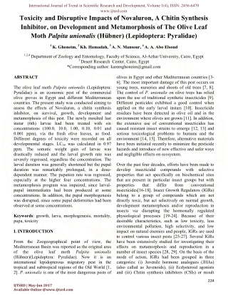 Toxicity and Disruptive Impacts of Novaluron, A Chitin Synthesis Inhibitor, on Development and Metamorphosis of The Oliv
