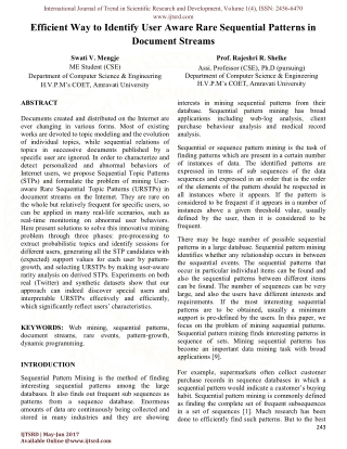 Efficient Way to Identify User Aware Rare Sequential Patterns in Document Streams