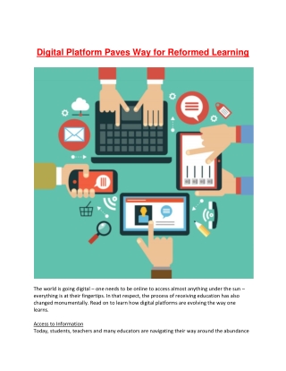 Digital Platform Paves Way for Reformed Learning