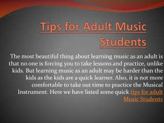 Tips to Adult Music Students