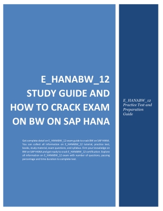 E_HANABW_12 STUDY GUIDE AND HOW TO CRACK EXAM ON BW ON SAP HANA