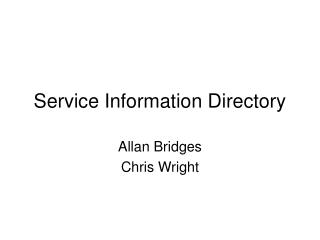 Service Information Directory