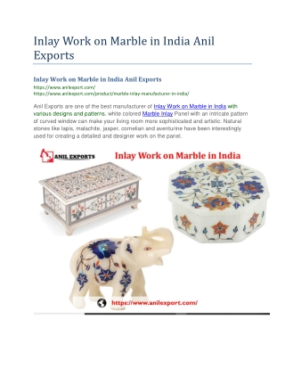 Inlay Work on Marble in India Anil Exports