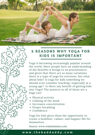 5 Reasons Why Yoga For kids Is Important